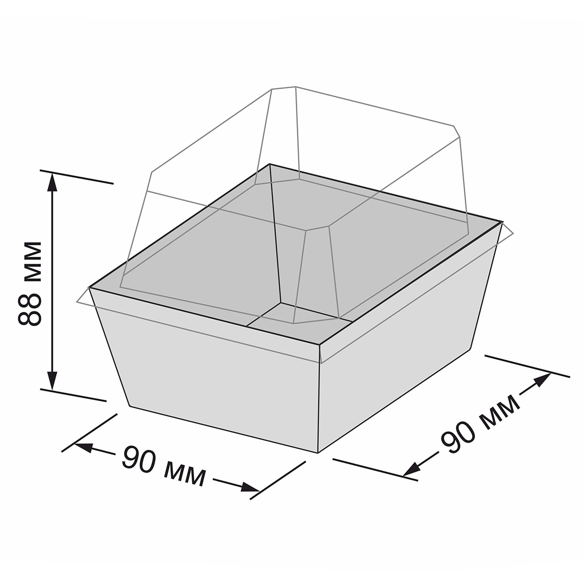 Контейнер бумажный с крышкой Ant Box Kraft 350 мл 90x90x80 мм 750 шт.