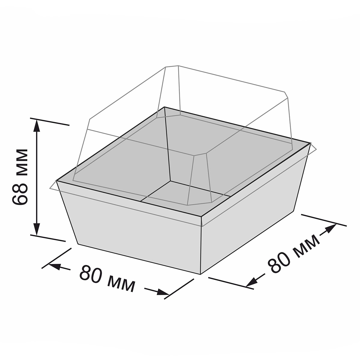 Контейнер бумажный с крышкой Ant Box Kraft 250 мл 80x80x68 мм 1000 шт.