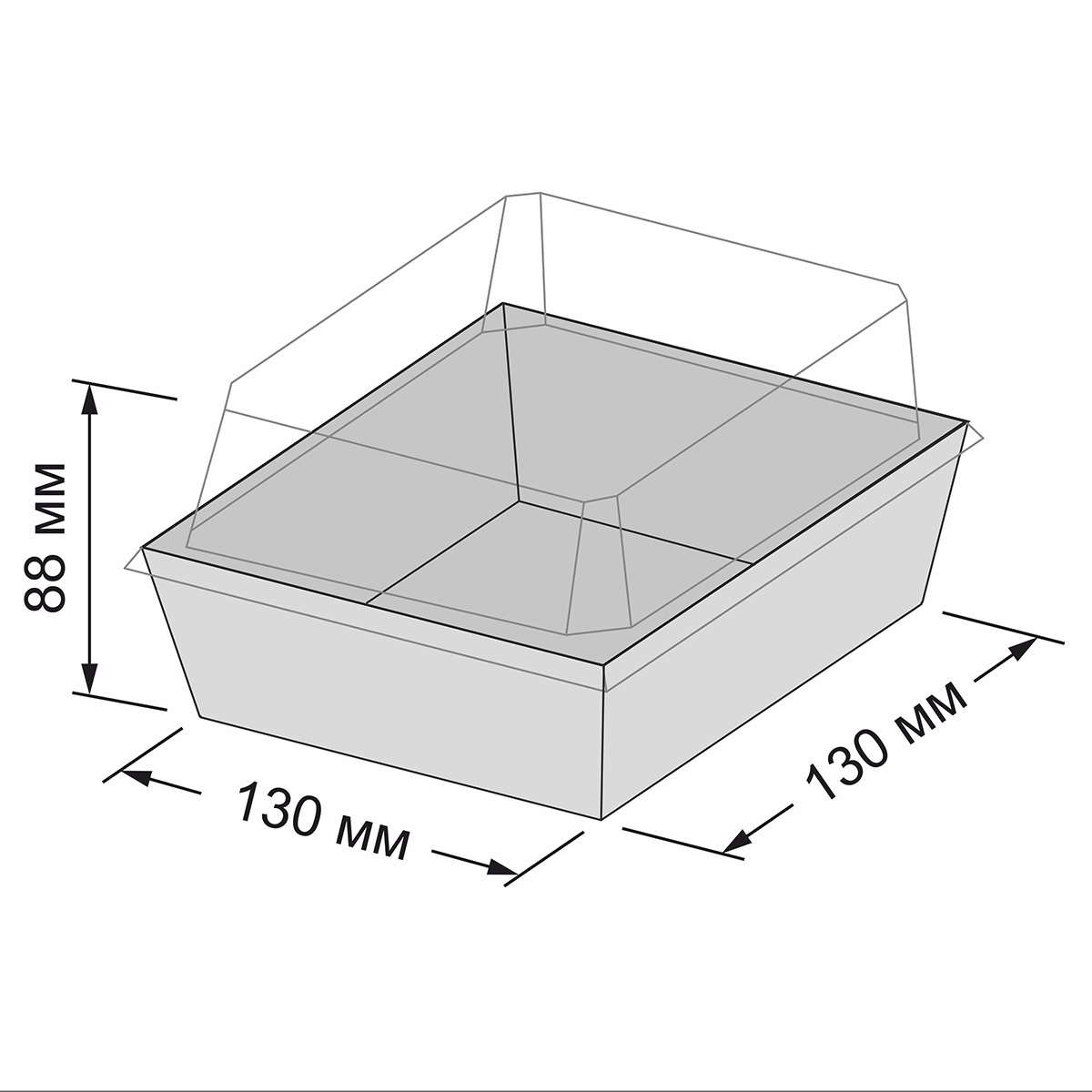 Контейнер бумажный с крышкой Ant Box Kraft 650 мл 130x130x80 мм 300 шт.