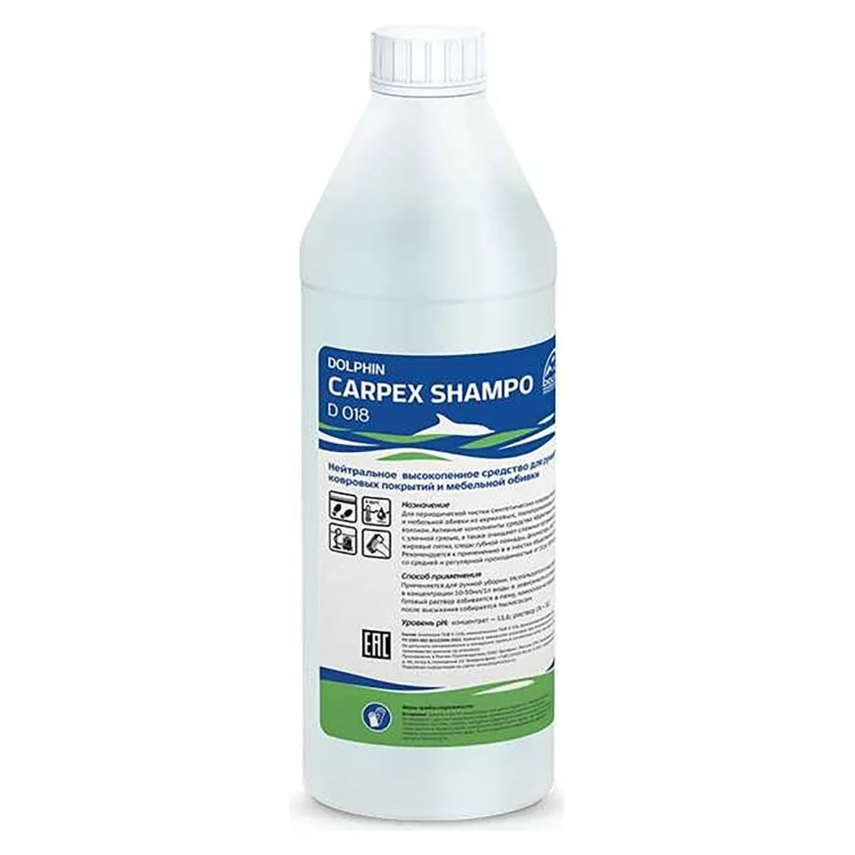 Средство для ручной чистки ковров и покрытий Dolphin Carpex Shampo D018-1 нейтральное 1 л