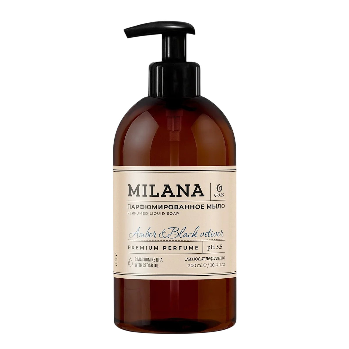 Жидкое мыло Grass Milana Amber&Black Vetiver парфюмированное 300 мл