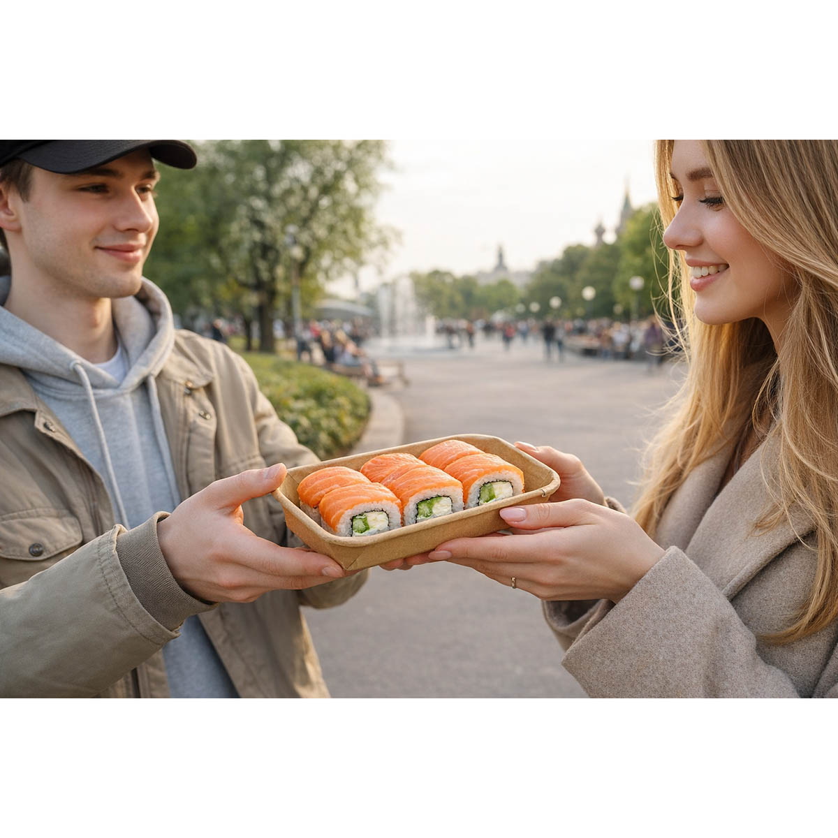 Контейнер бумажный Green Ant Sushi Box с крышкой 400 мл 160х91х45 мм 700 шт.