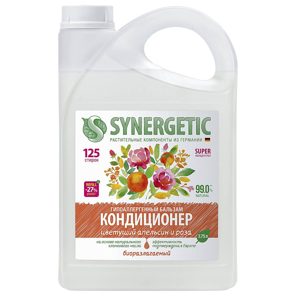 Кондиционер для белья Synergetic Цветущий апельсин и роза 3.75 л