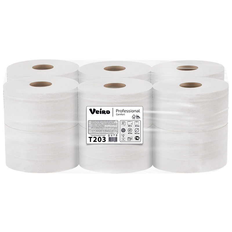 Туалетная бумага Veiro Professional Comfort T203 2-х слойная 200 м белая 6 шт.